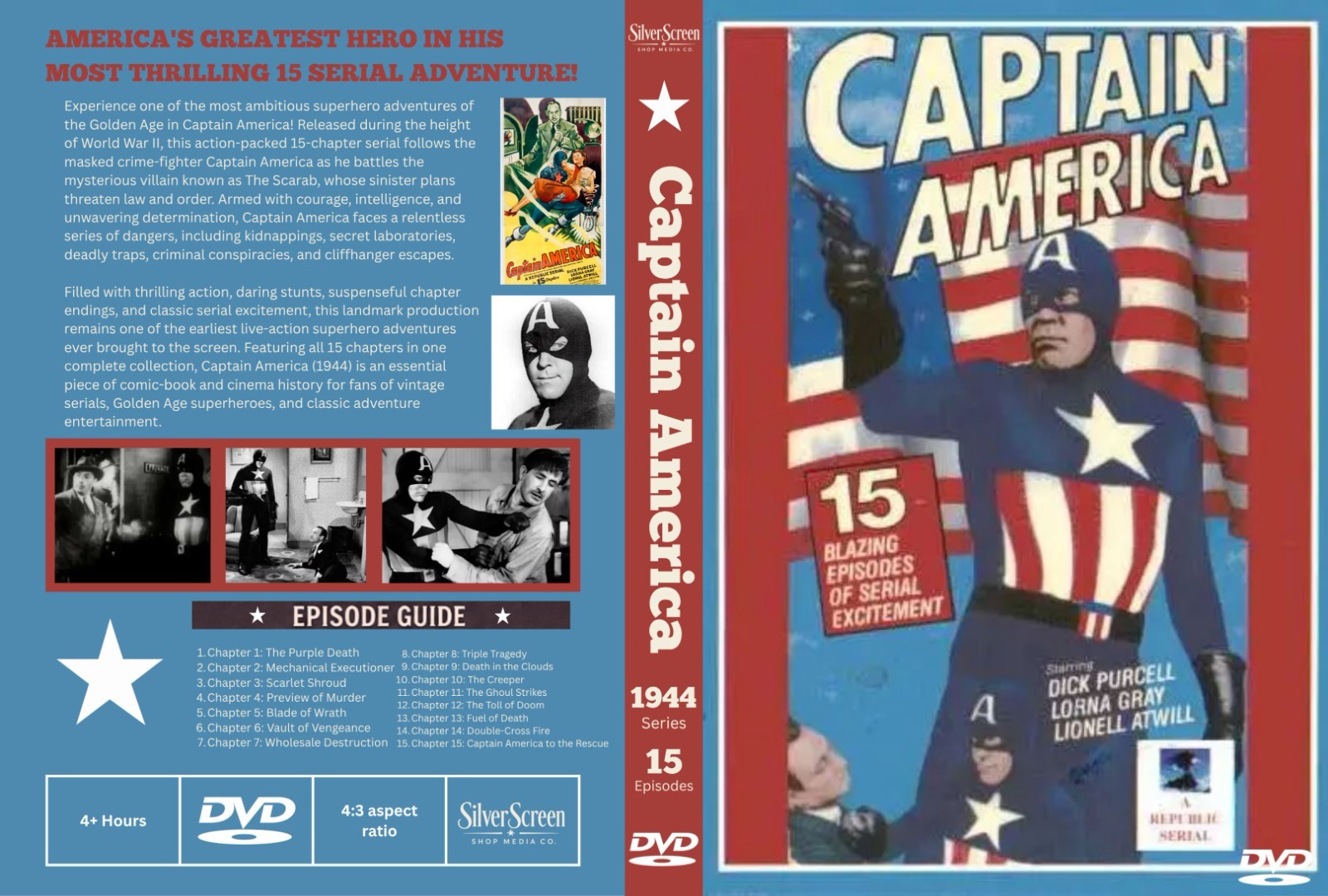 Captain America 1944 Classic Superhero Serial 15 Chapters DVD Collectors Edition