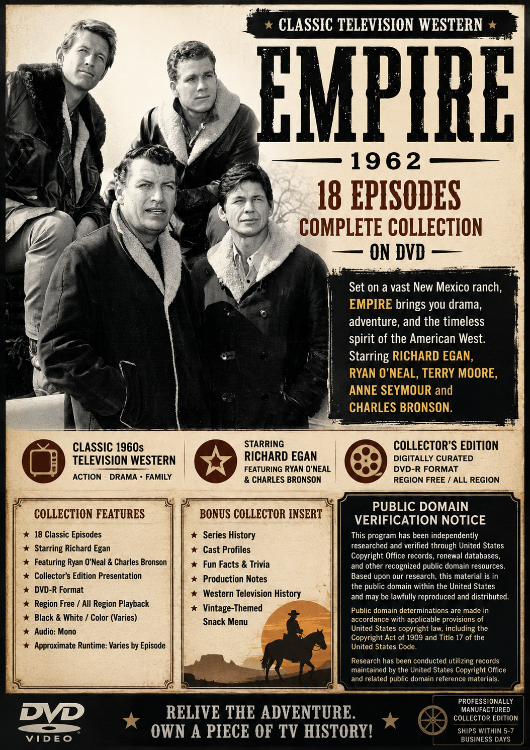 Empire (1962) 18 Episodes on DVD | Richard Egan Western Series | Collector ED