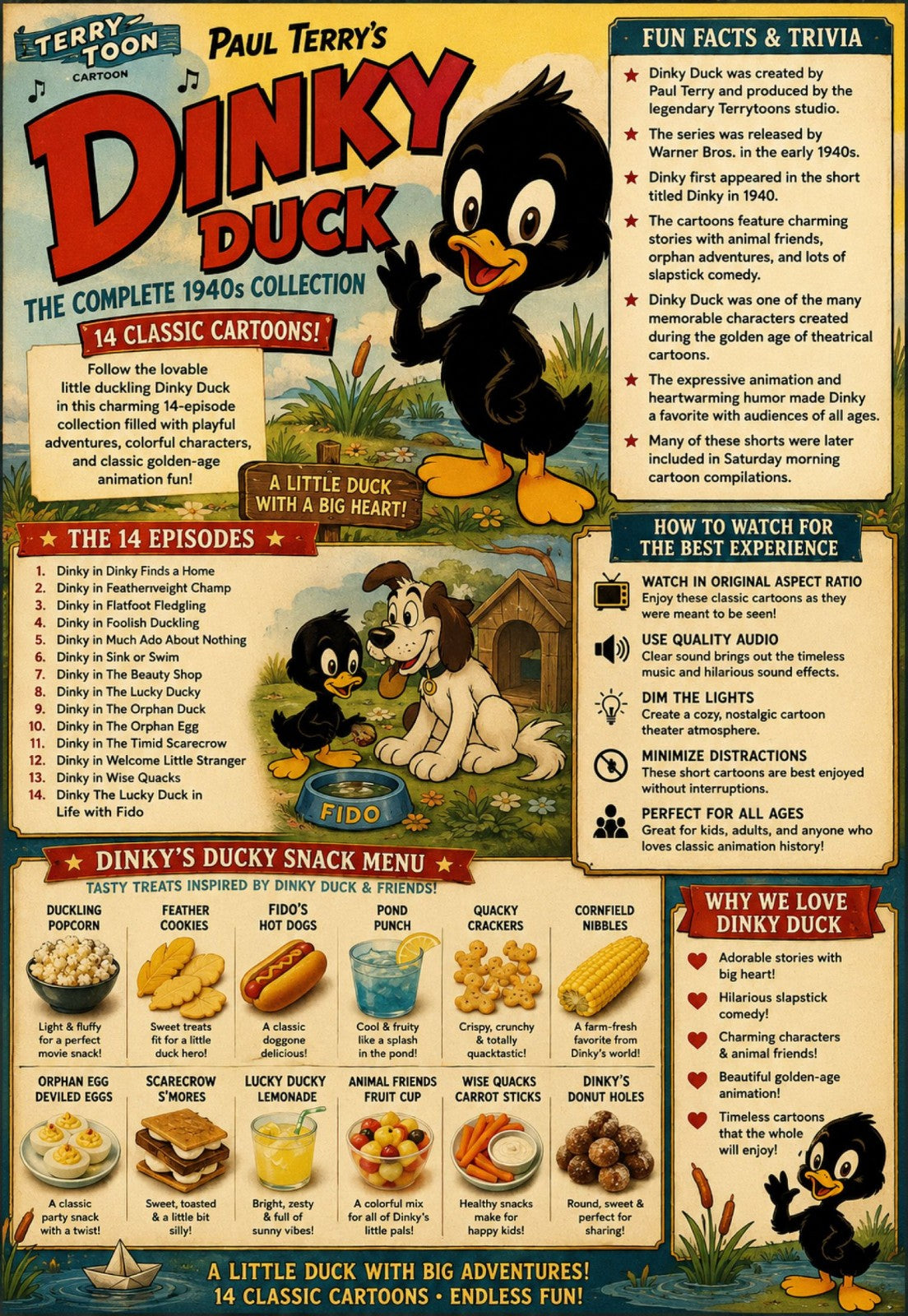 Dinky Duck Cartoons DVD 14 Rare Animated Shorts 1940s Collector Edition