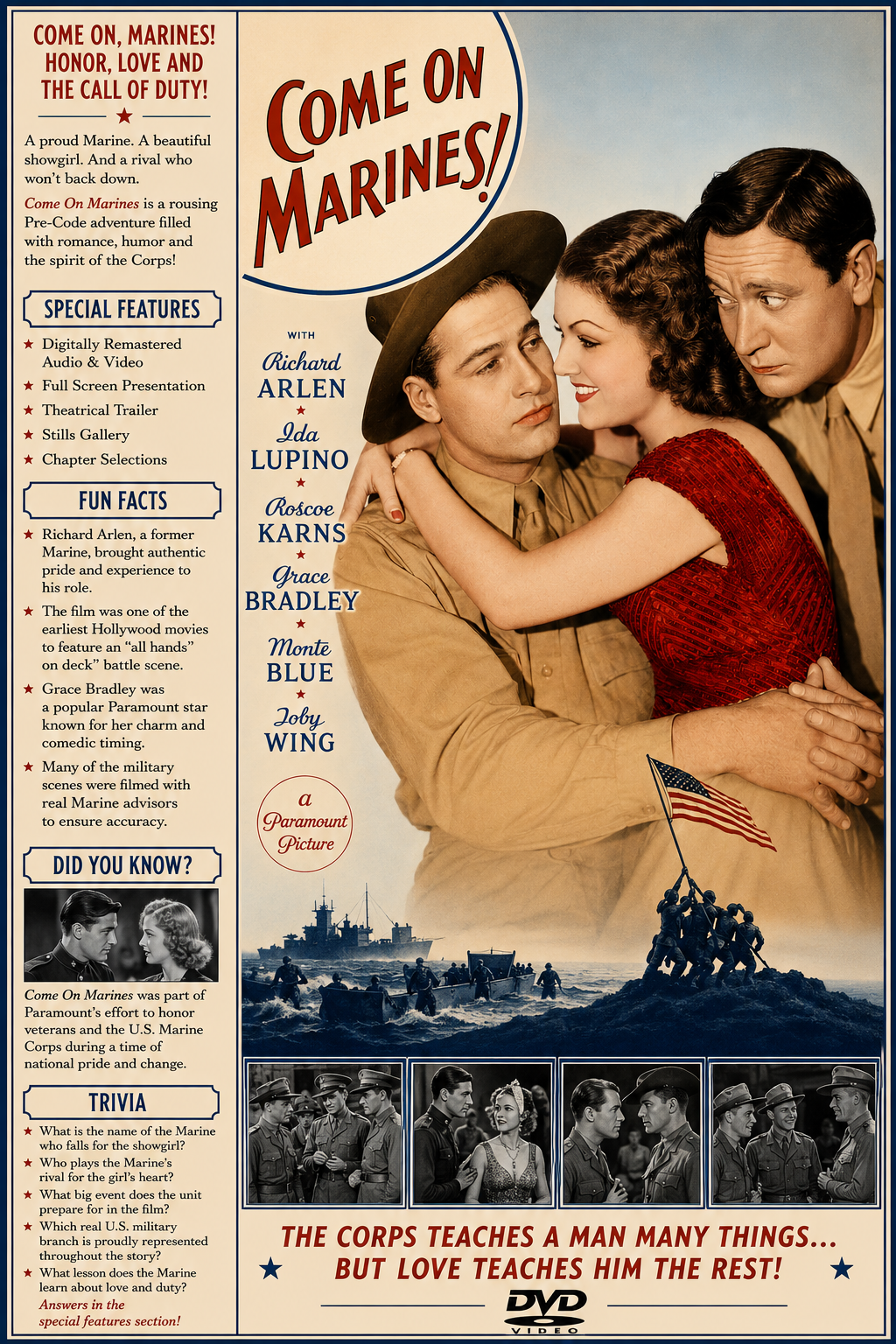 Come On Marines! (1934) Adventure Drama DVD Collector Edition