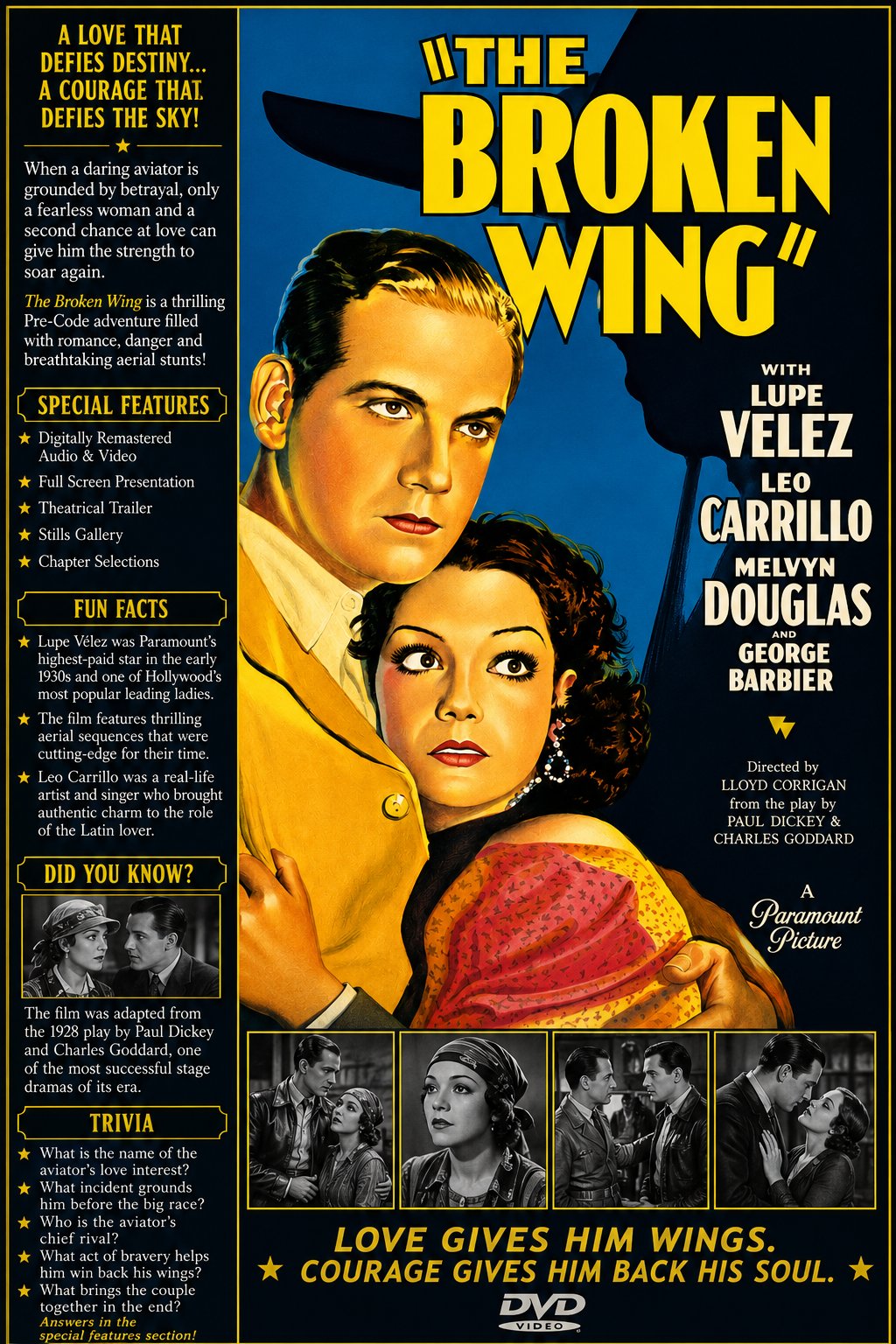Broken Wing 1932 Adventure Romance Film DVD With Cover Art