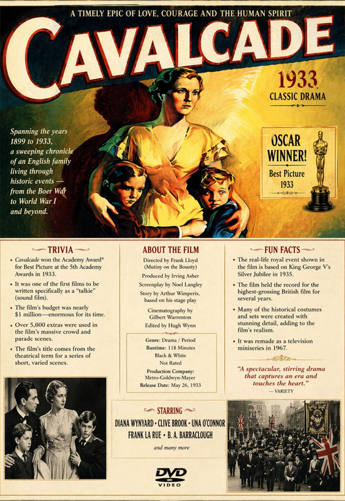 Cavalcade 1933 Historical Drama Film DVD With Cover Art Oscar Winning