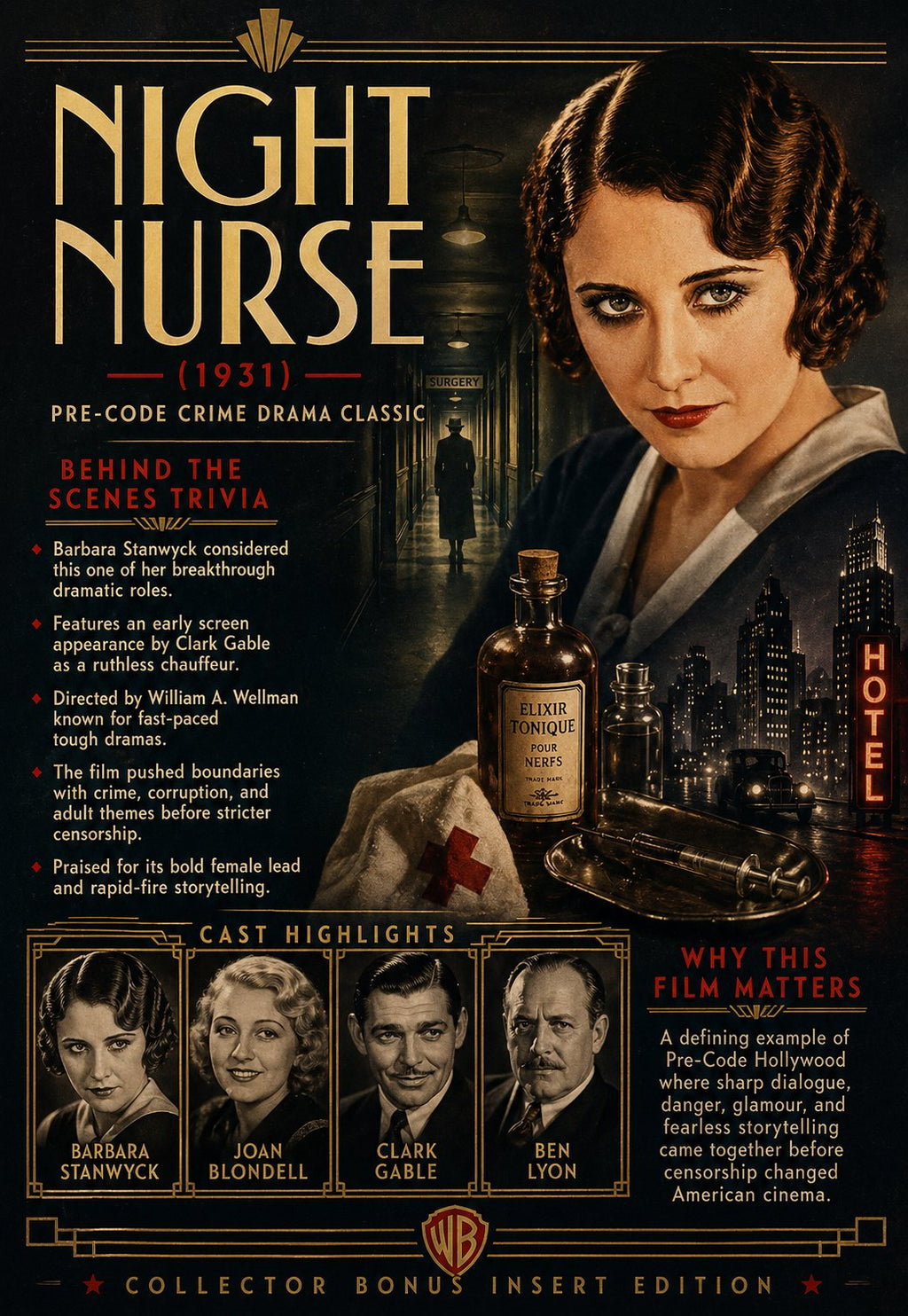 Night Nurse 1931 Pre Code Crime Drama Film DVD With Cover Art Barbara Stanwyck