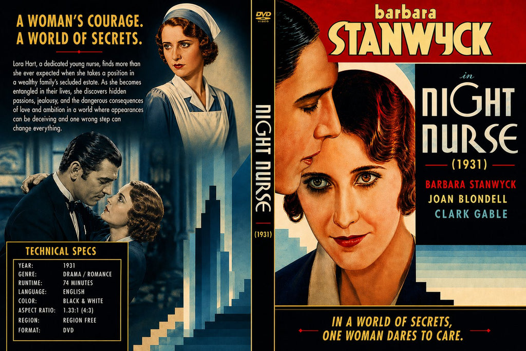 Night Nurse 1931 Pre Code Crime Drama Film DVD With Cover Art Barbara Stanwyck
