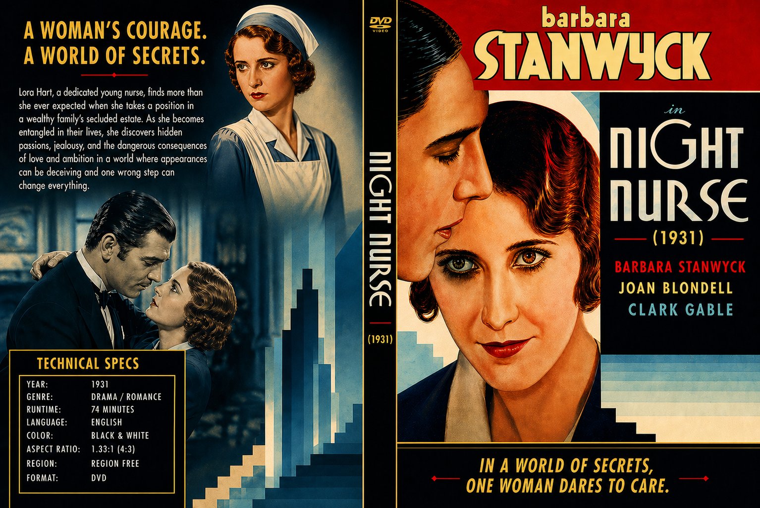 Night Nurse 1931 Pre Code Crime Drama Film DVD With Cover Art Barbara Stanwyck
