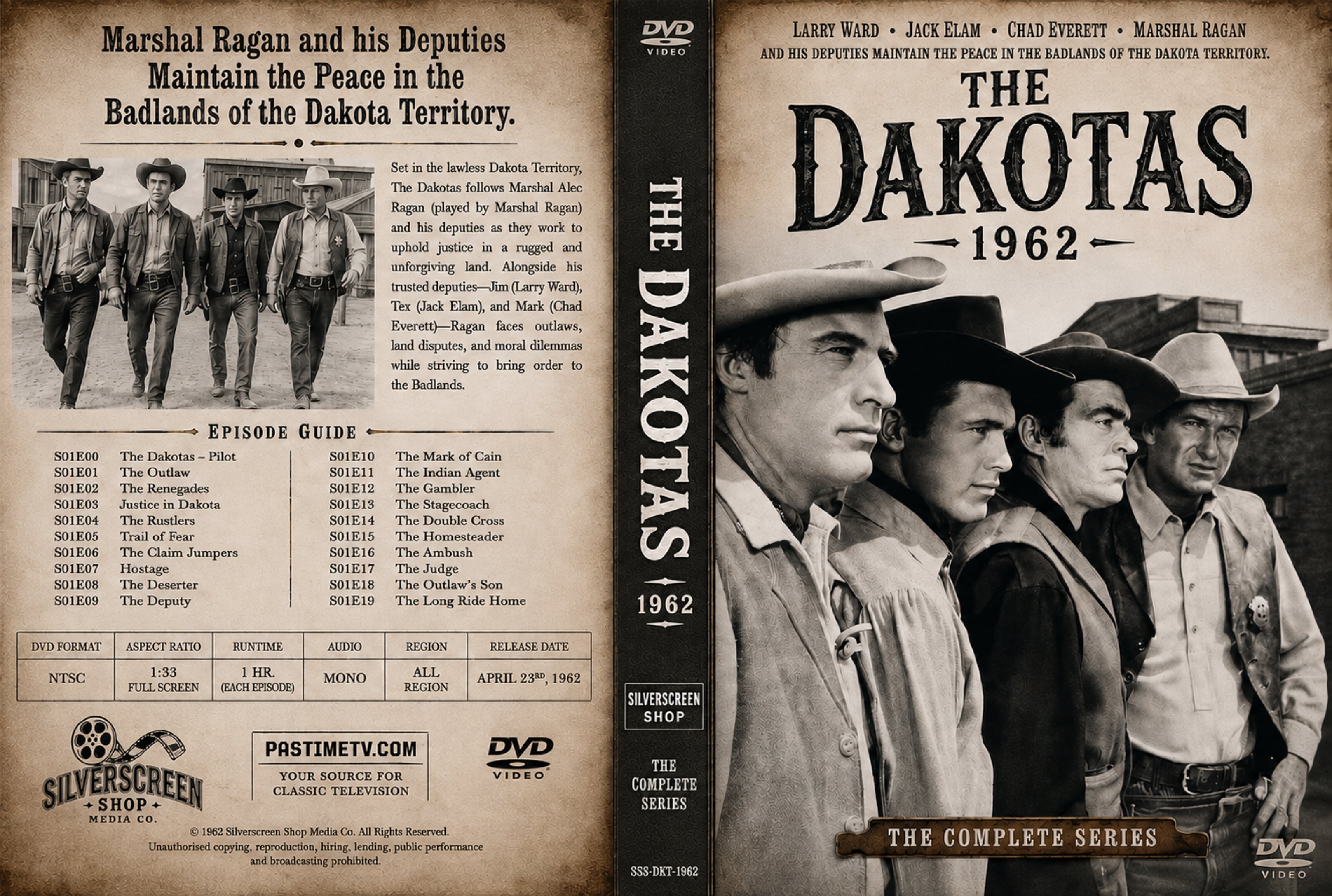 The Dakotas 1962 Complete Series Classic Western TV DVD 19 Episodes
