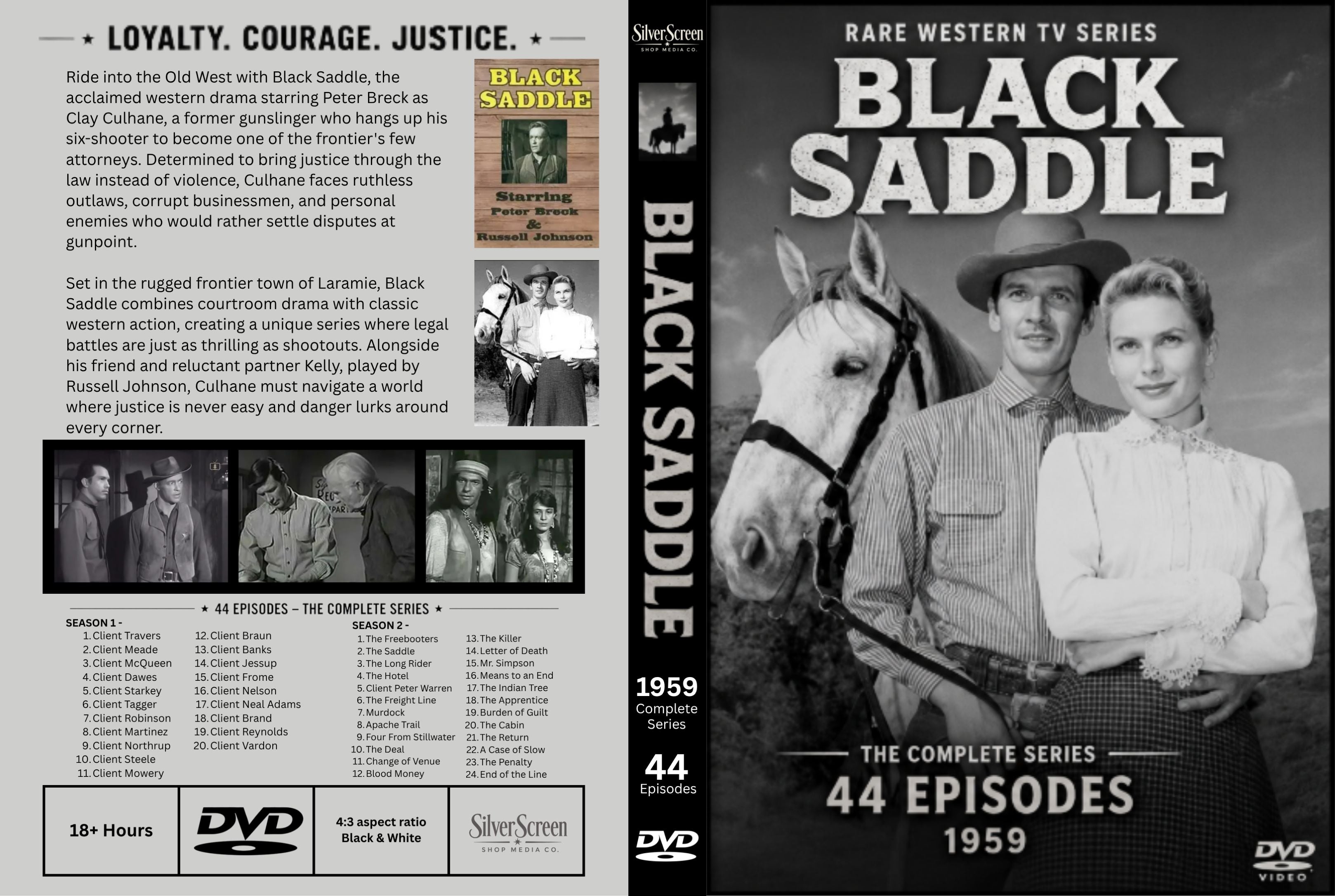 Black Saddle (1959) Rare Classic TV Western Series DVD – 44 Episodes