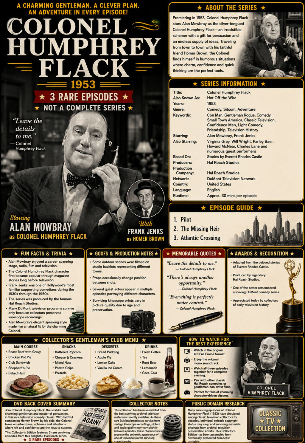 Colonel Humphrey Flack (1953) Classic TV Series DVD – 3 Rare Episodes