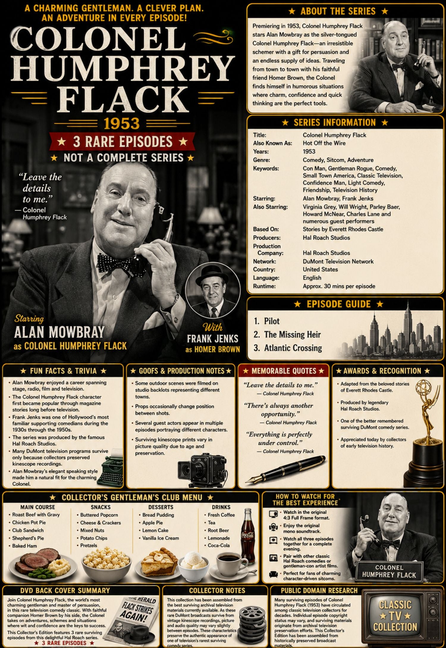 Colonel Humphrey Flack (1953) Classic TV Series DVD – 3 Rare Episodes