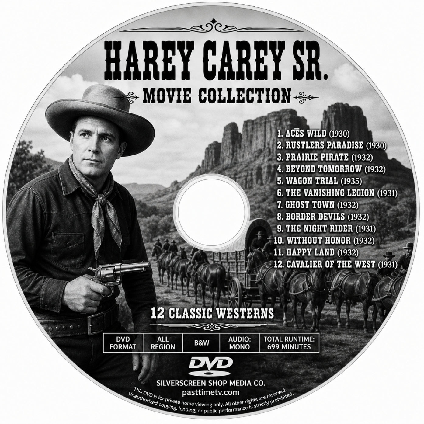 Harry Carey Sr. 12 Rare Classic Western Movies On DVD With Cover Art
