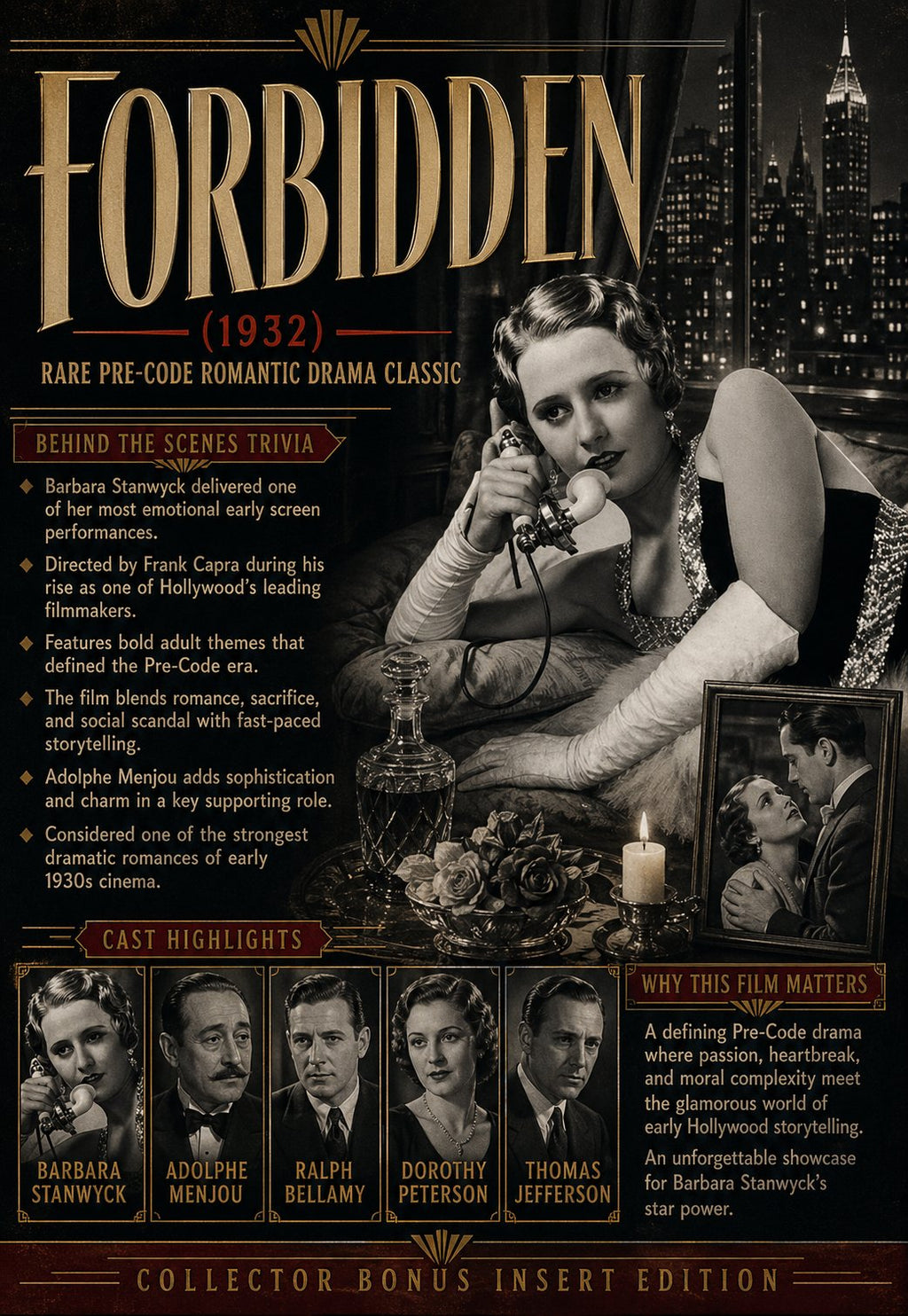 Forbidden 1932 Pre Code Drama Film DVD With Cover Art Barbara Stanwyck