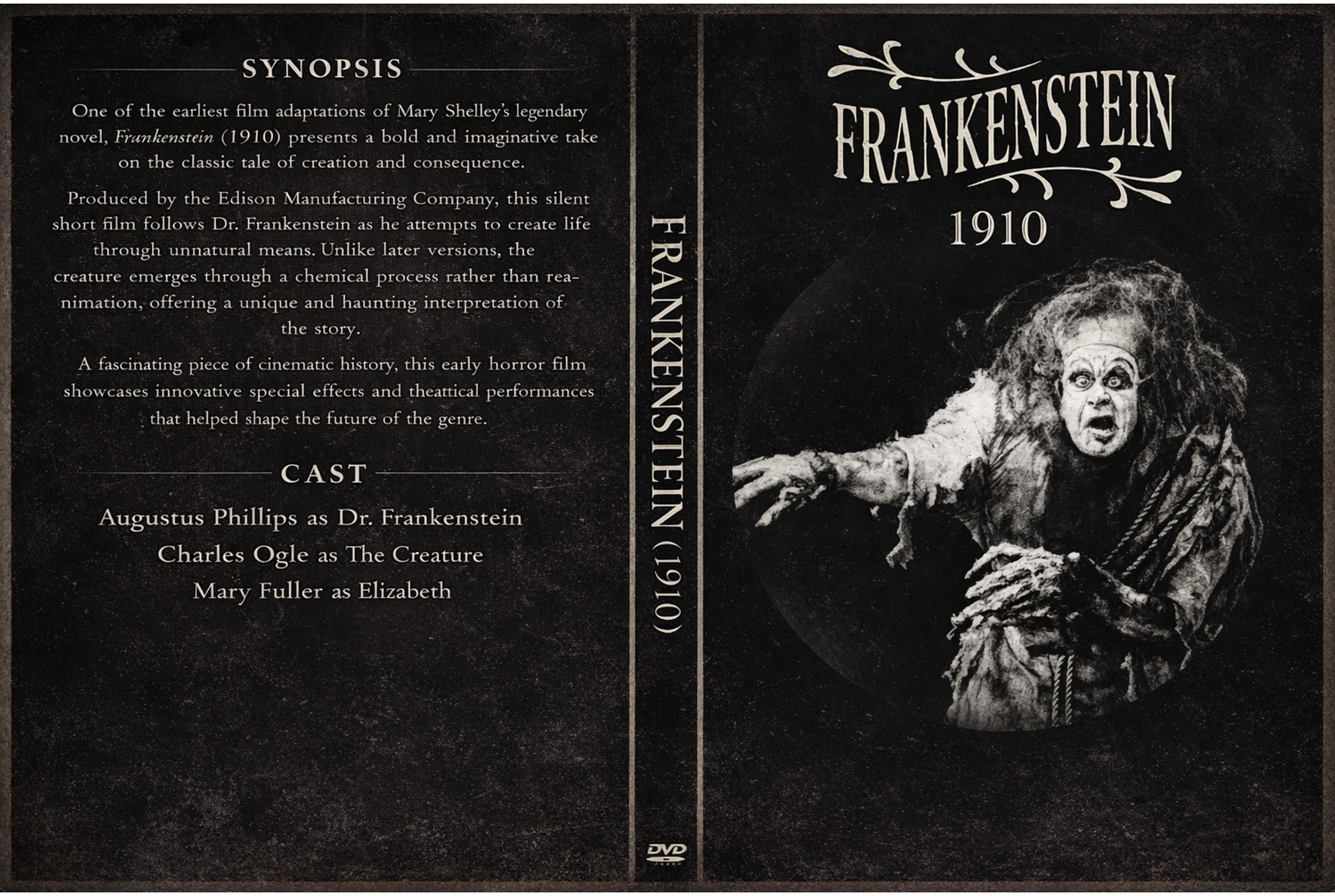 Frankenstein (1910) Silent Film - HD Restoration (DVD) w/ Case, Public Domain