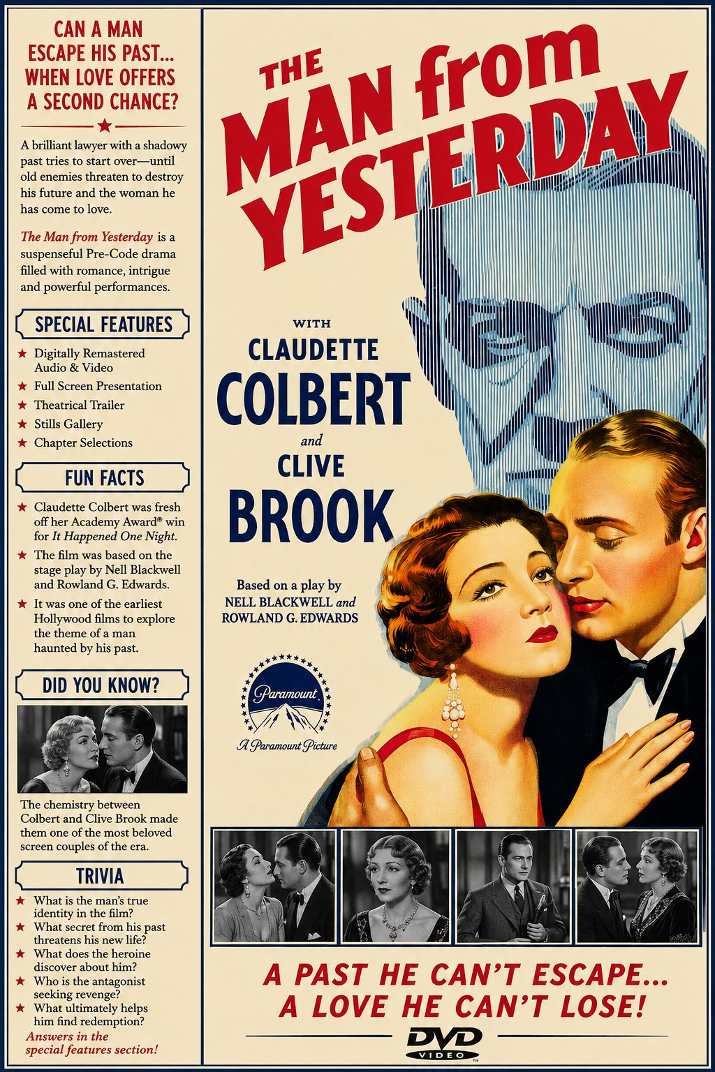 Man from Yesterday 1932 Pre Code Drama Romance DVD With Cover Art
