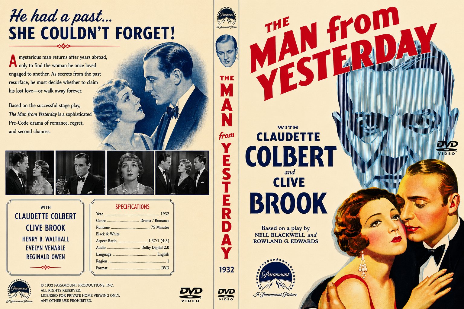 Man from Yesterday 1932 Pre Code Drama Romance DVD With Cover Art