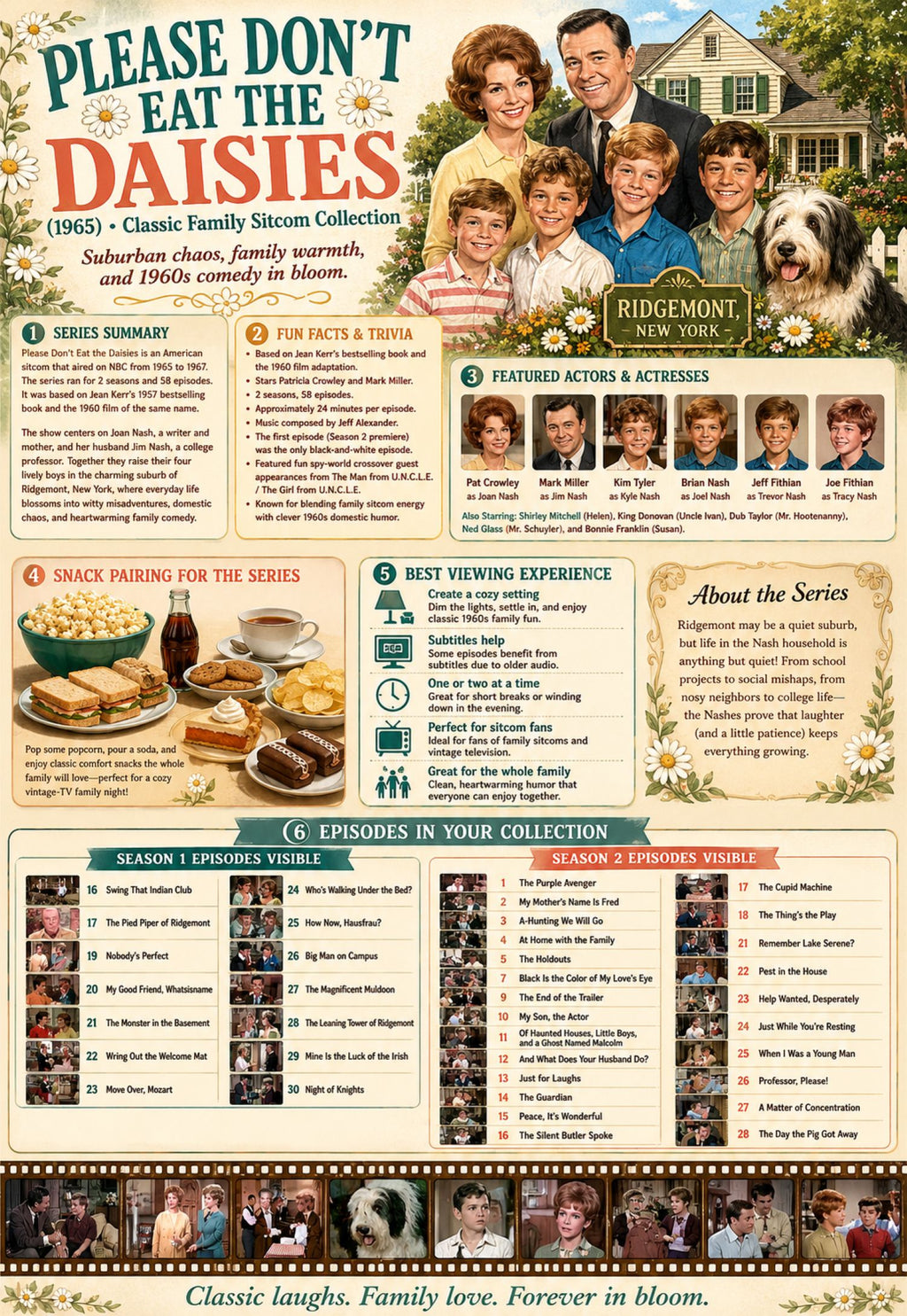 Please Don't Eat the Daisies (1965) Classic Family Comedy TV DVD – 38 Episodes