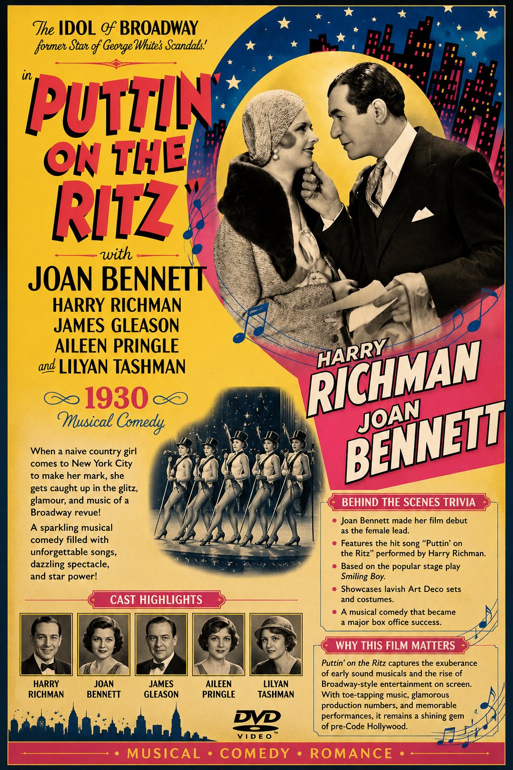 Puttin' on the Ritz 1930 Musical Comedy Film DVD With Cover Art Joan Bennett