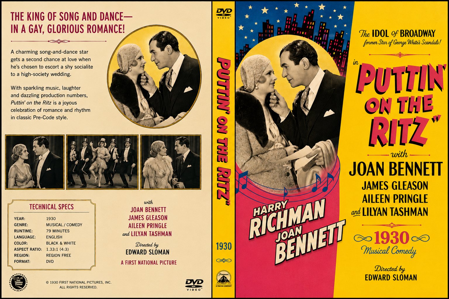 Puttin' on the Ritz 1930 Musical Comedy Film DVD With Cover Art Joan Bennett