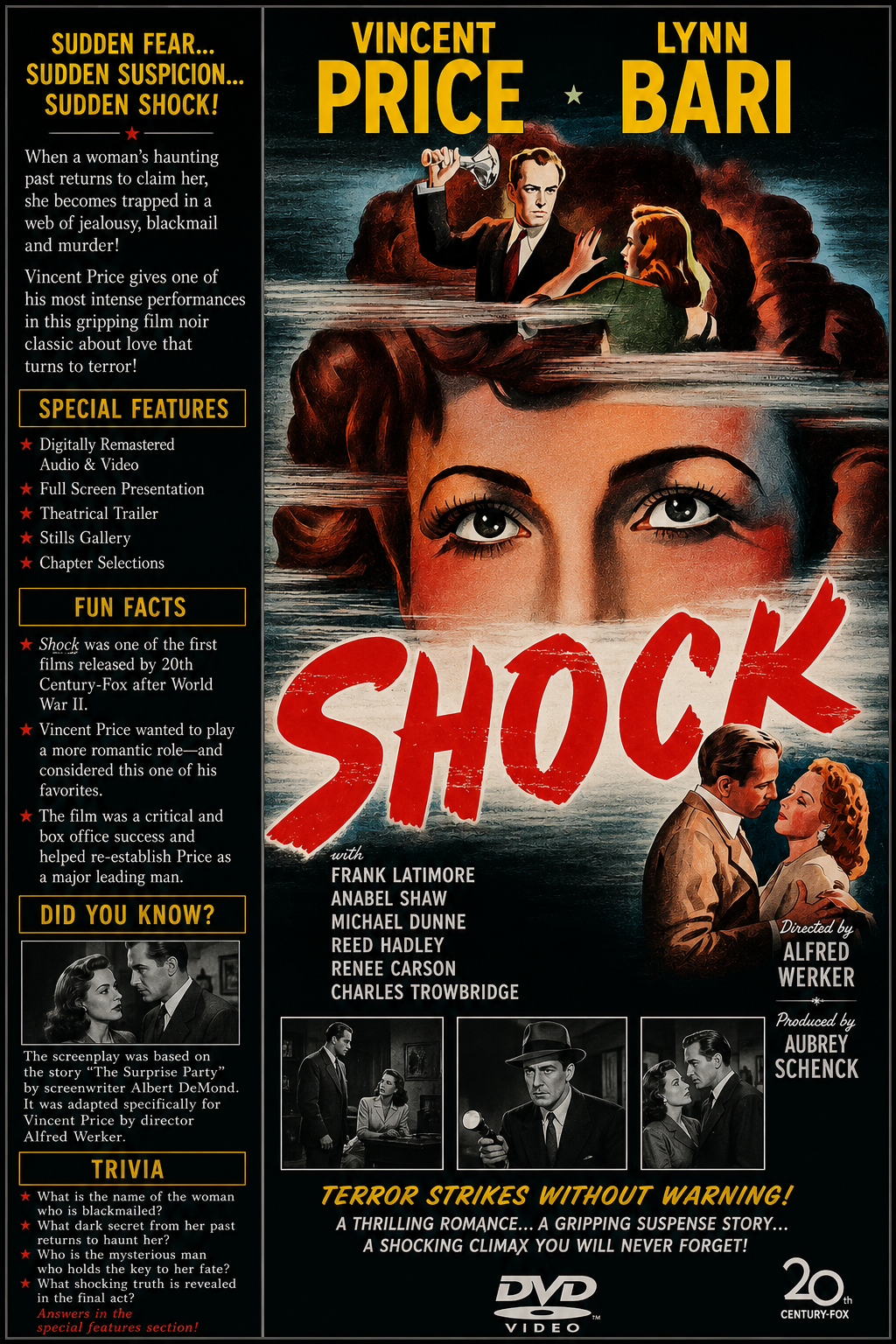 Shock 1946 Classic Film Noir Thriller Starring Vincent Price on DVD