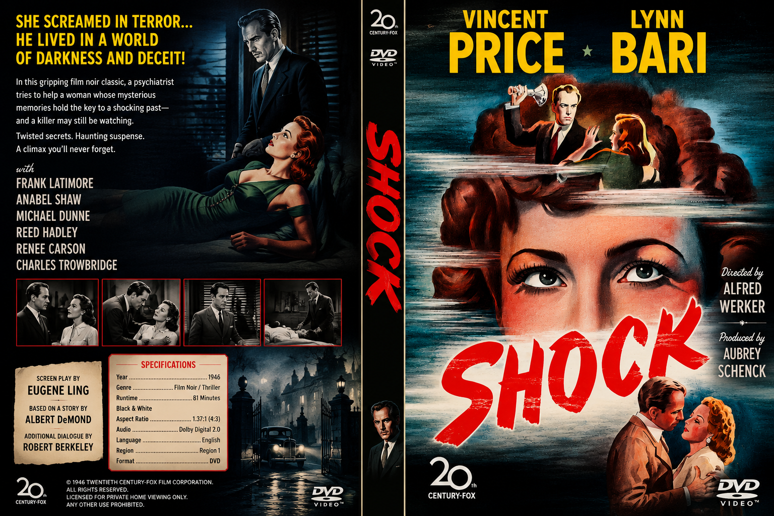 Shock 1946 Classic Film Noir Thriller Starring Vincent Price on DVD