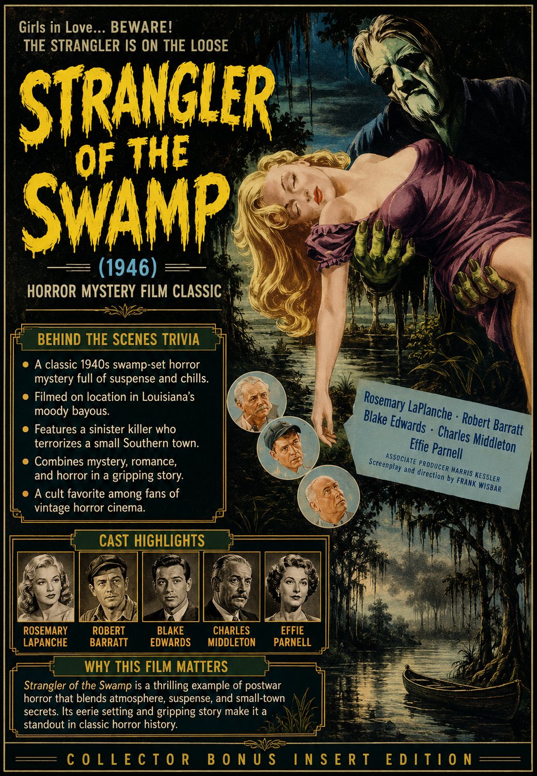 Strangler of the Swamp 1946 Horror Mystery Film DVD With Cover Art Classic