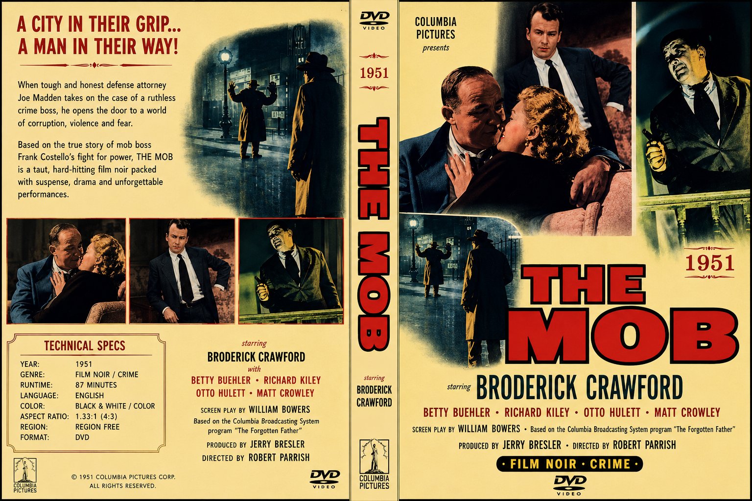 The Mob 1951 Rare Film Noir Crime DVD With Cover Art Broderick Crawford