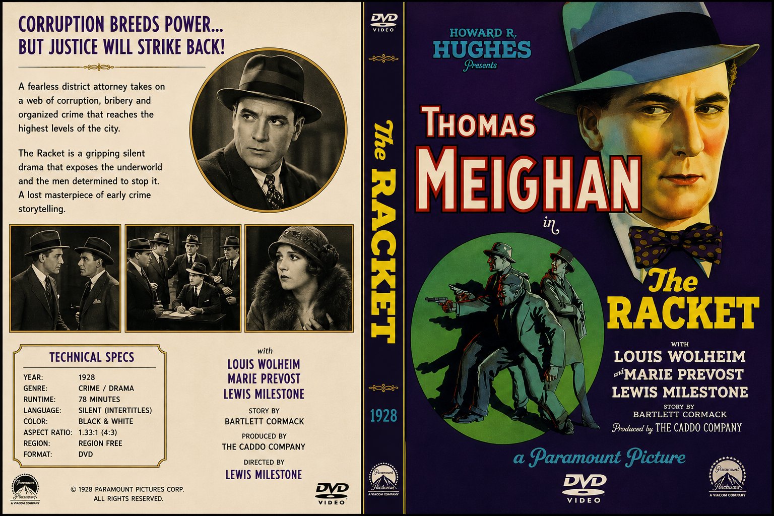 The Racket 1928 Rare Classic Silent Crime Drama DVD Howard Hughes Cover Art