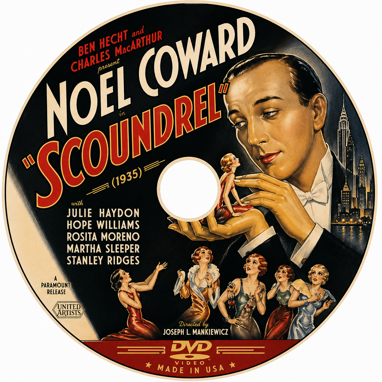 The Scoundrel 1935 Drama Fantasy Film DVD With Cover Art Noel Coward