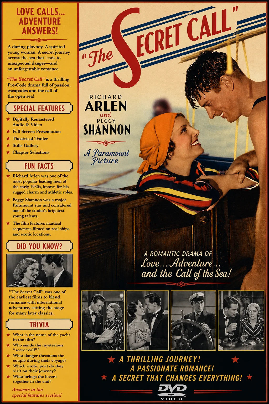 The Secret Call 1931 Pre Code Crime Drama Film DVD With Cover Art