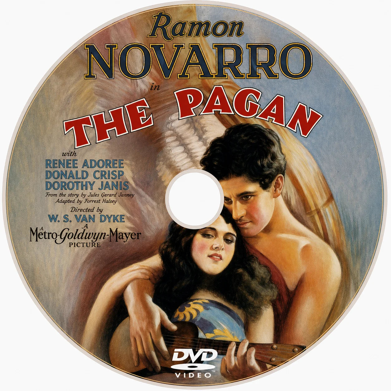 DVD cover of 'The Pagan' featuring Ramon Novarro and a woman holding a guitar.