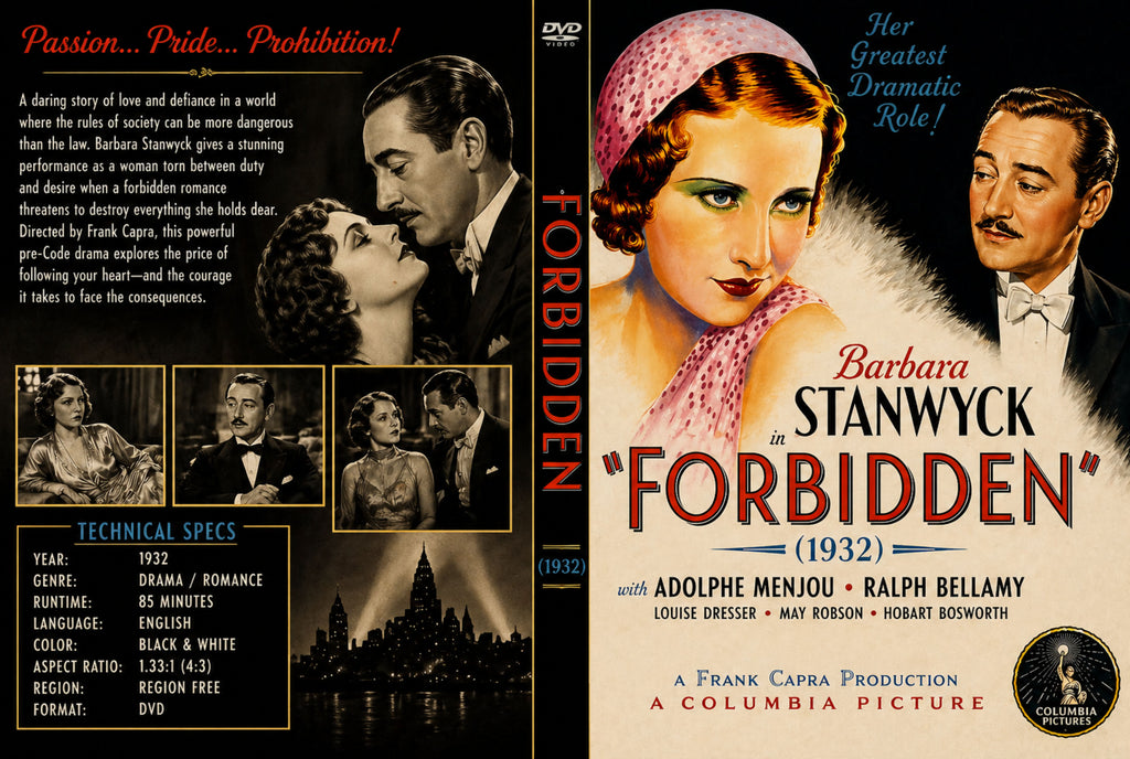 Forbidden 1932 Pre Code Drama Film DVD With Cover Art Barbara Stanwyck