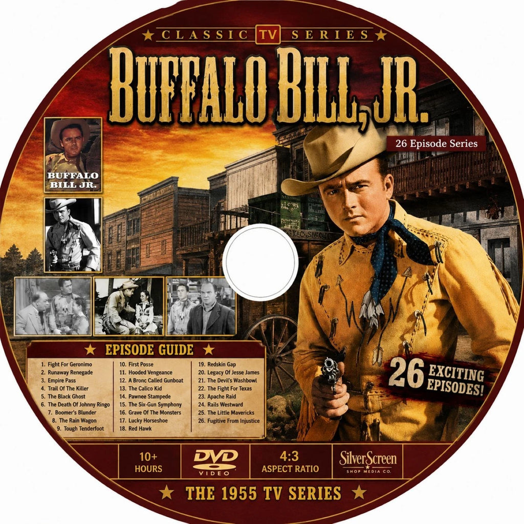Buffalo Bill Jr 1955 26 Rare Episode Western Adventure DVD - Collectors Edition