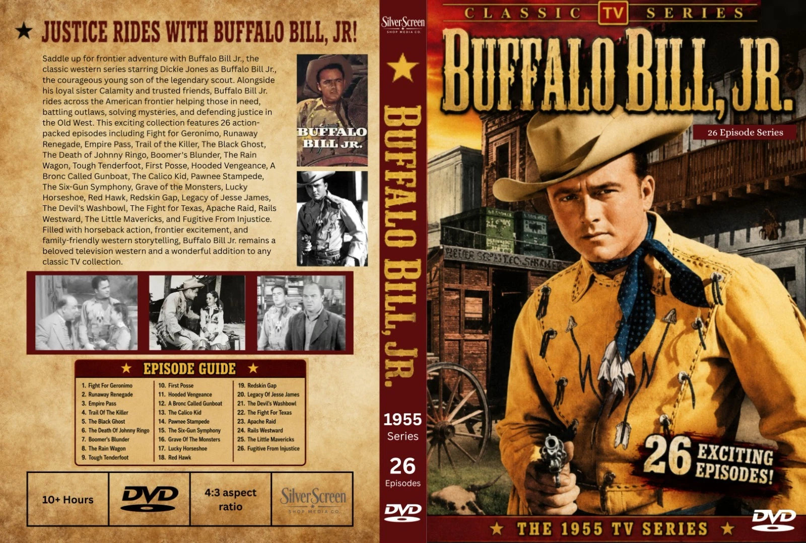 Buffalo Bill Jr 1955 26 Rare Episode Western Adventure DVD - Collectors Edition