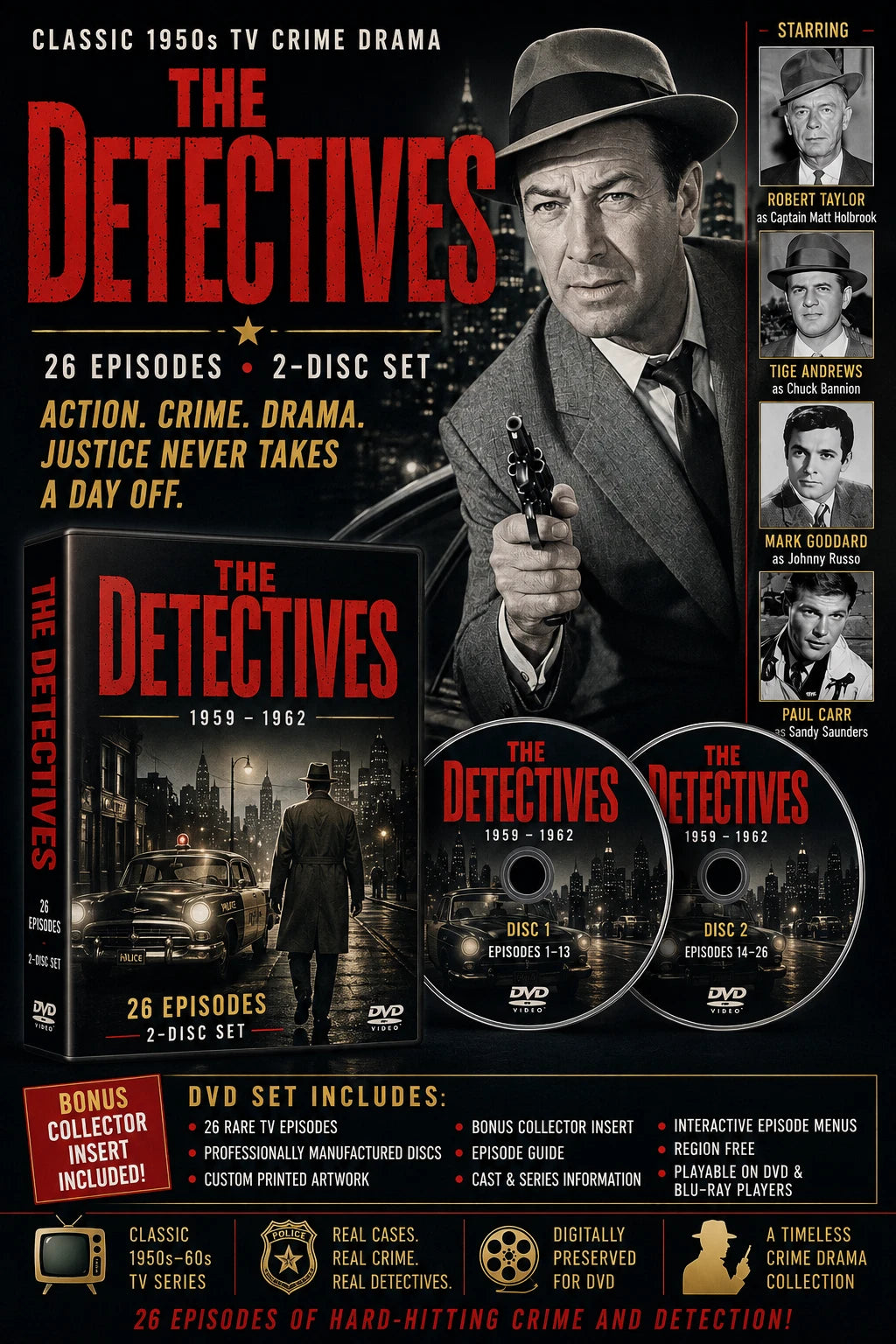 The Detectives (1959) Classic Crime TV Collectors DVD 30 Episodes