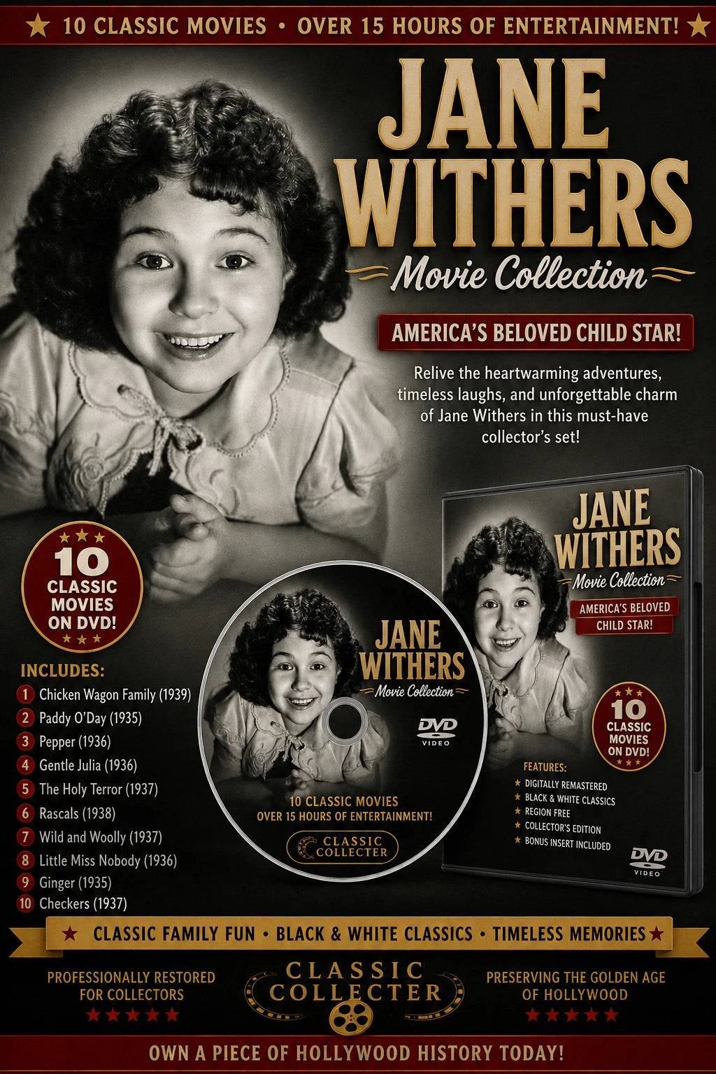 Jane Withers 10 Movie Collection Rare Classic Hollywood DVD Set