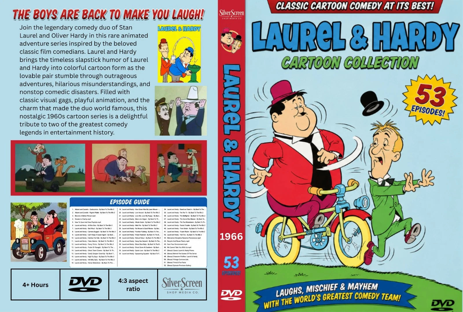 Laurel and Hardy Cartoon 1966 Animated Series DVD 53 Classic Cartoon Shorts