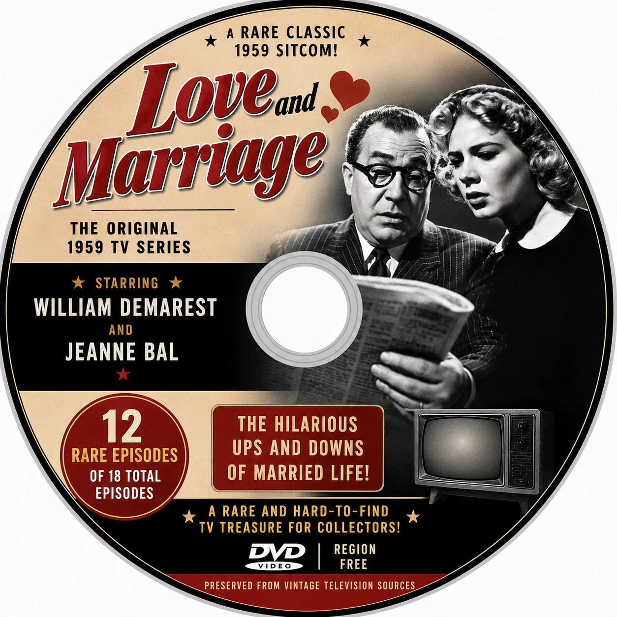 Love and Marriage 1959 Rare TV Series DVD 12 Episodes Demarest With Cover Art