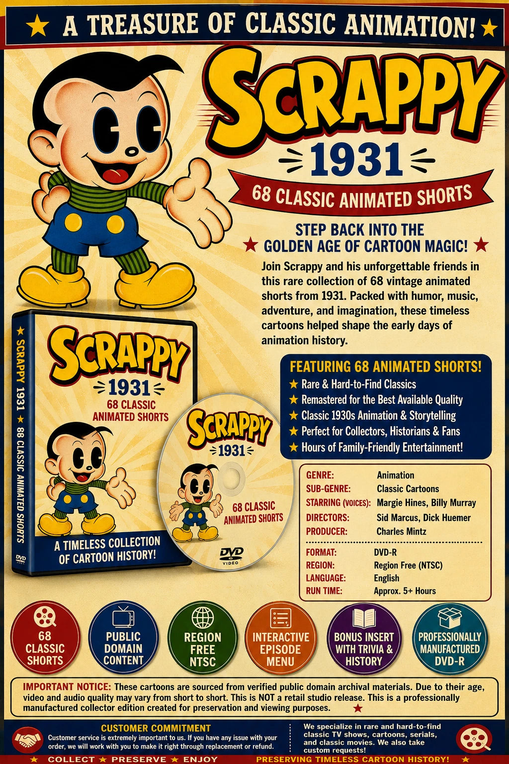 Scrappy 1931Classic Cartoon Collection DVD 68 Classic Animated Shorts