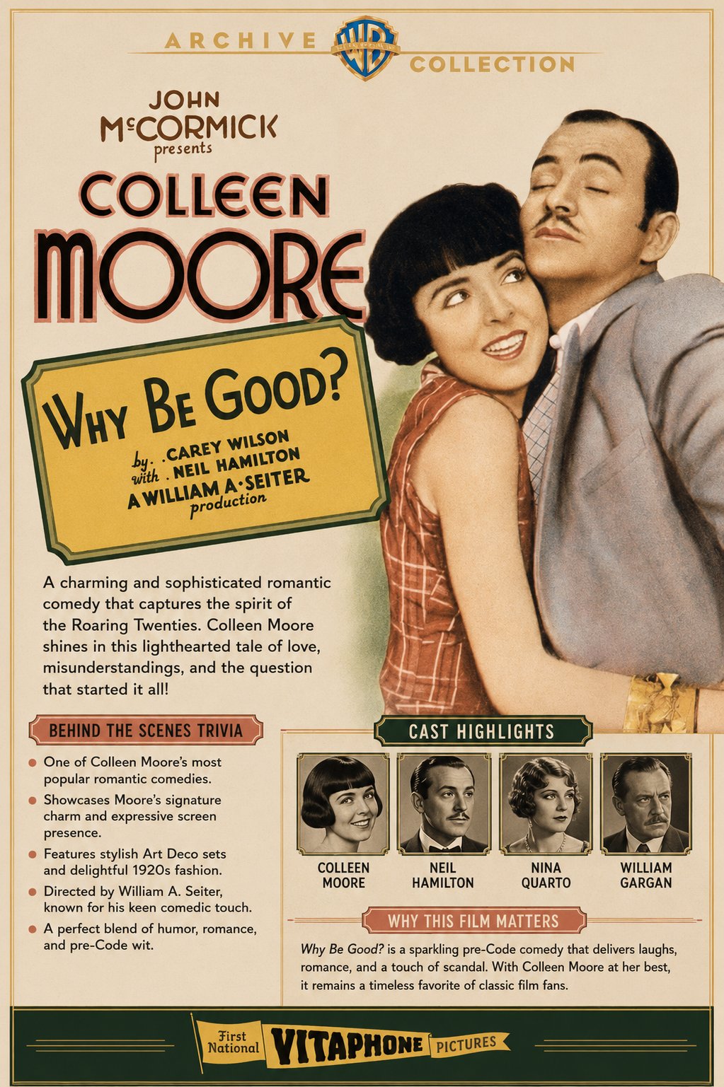 Why Be Good 1929 Silent Romantic Comedy DVD With Cover Art Colleen Moore